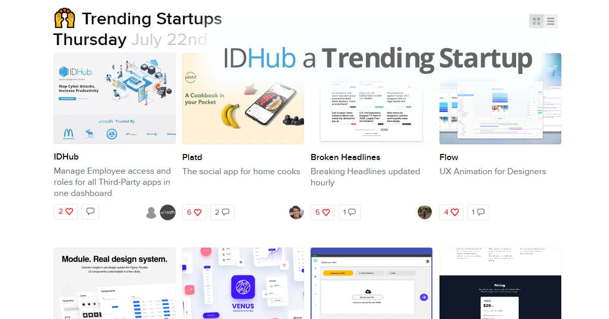 IDHub Listed As a Trending Startup
